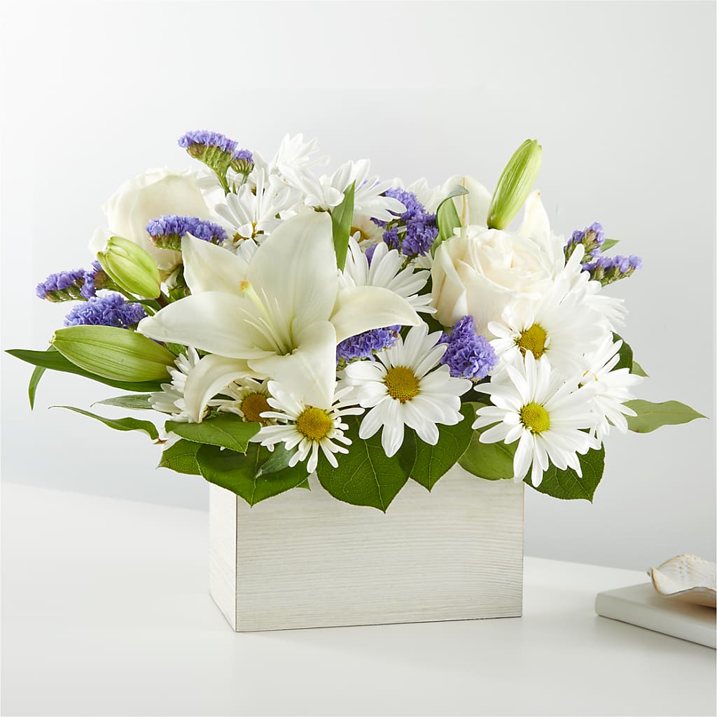 Beyond Blue Box Bouquet – Floral Elegance By Jourdain, Inc., Columbia SC