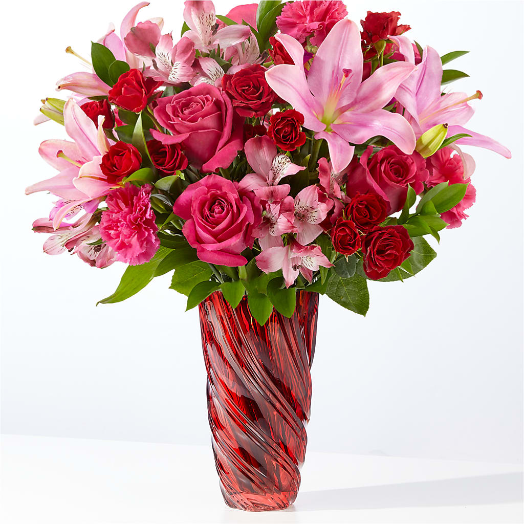 In Love Bouquet with Luxe Swirl Vase – Floral Elegance By Jourdain, Inc., Columbia SC