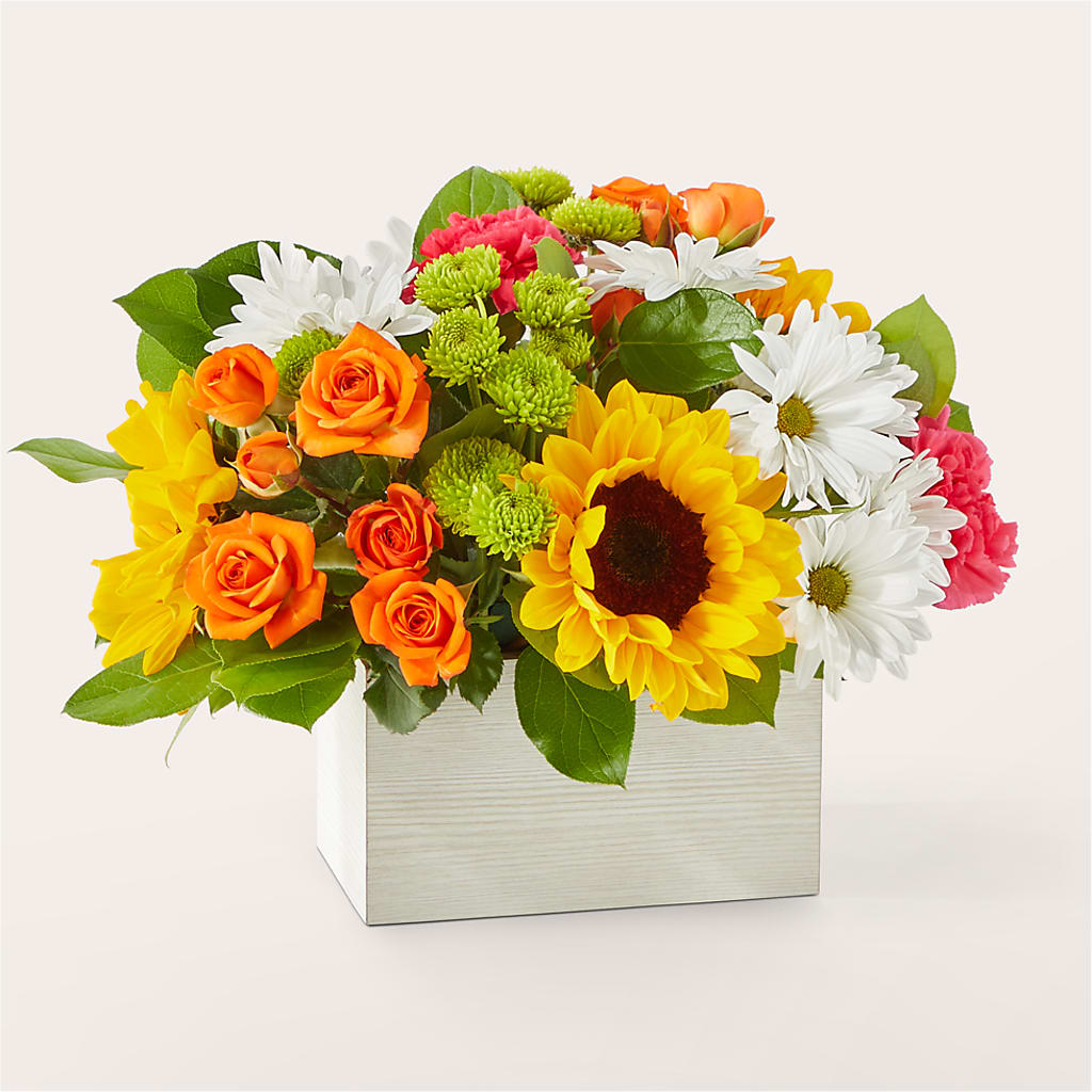 Sun-drenched Blooms Box Bouquet – Floral Elegance By Jourdain, Inc., Columbia SC