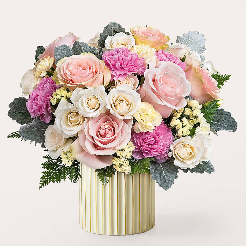 Blissful Moments Bouquet with Ivory Vase – Floral Elegance By Jourdain, Inc., Columbia SC