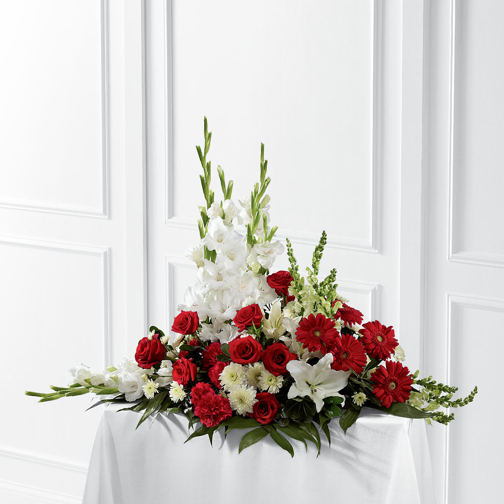 Crimson & White Arrangement – Floral Elegance By Jourdain, Inc., Columbia SC