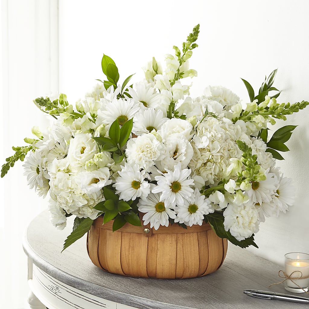 Pure Ivory Basket – Floral Elegance By Jourdain, Inc., Columbia SC