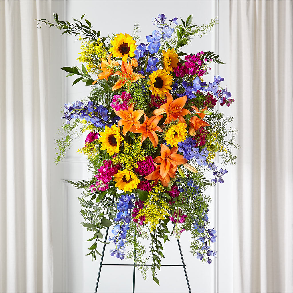 Sunlit Memories Standing Spray (Standard) – Floral Elegance By Jourdain, Inc., Columbia SC