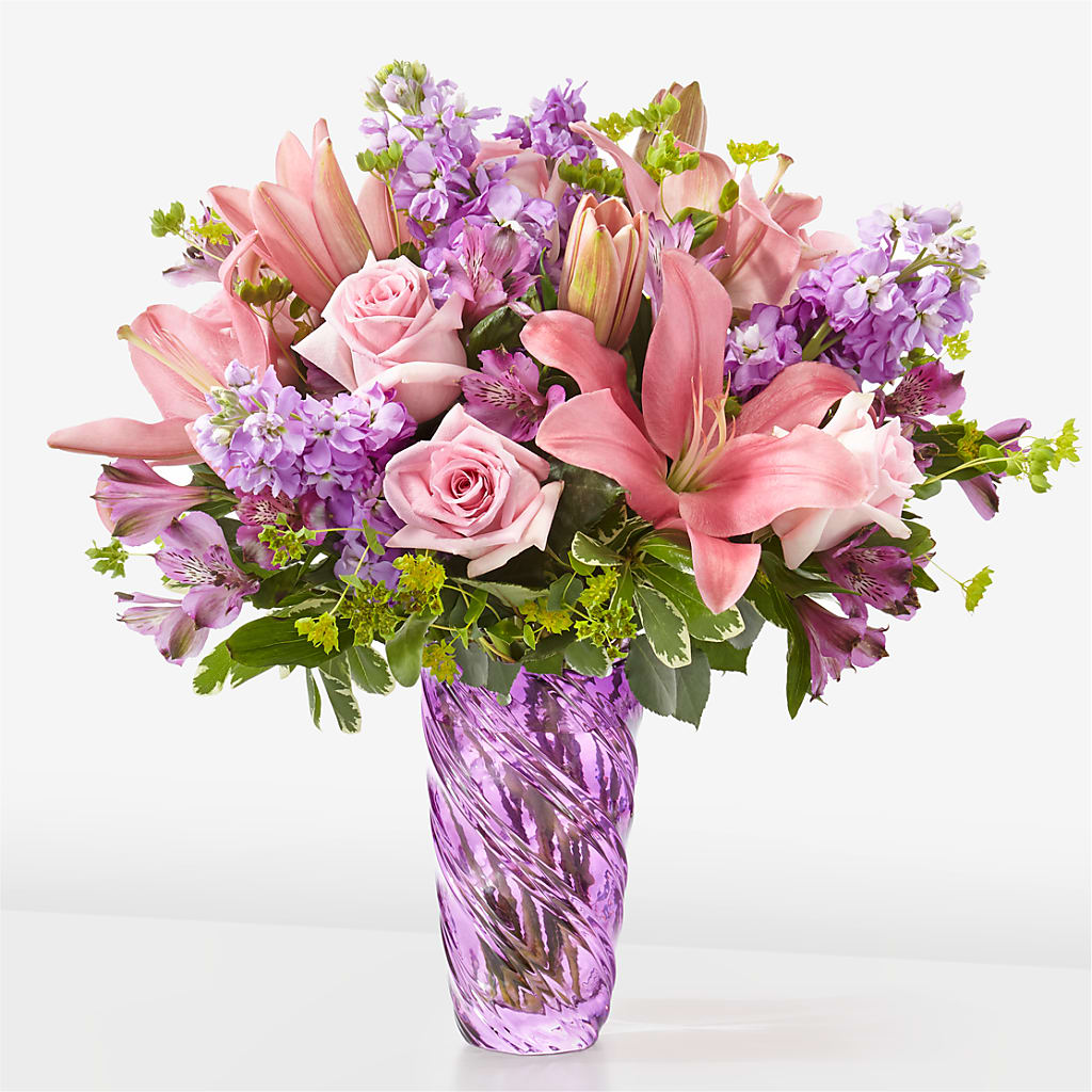 Precious Petals Bouquet with Luxe Swirl Vase – Floral Elegance By Jourdain, Inc., Columbia SC