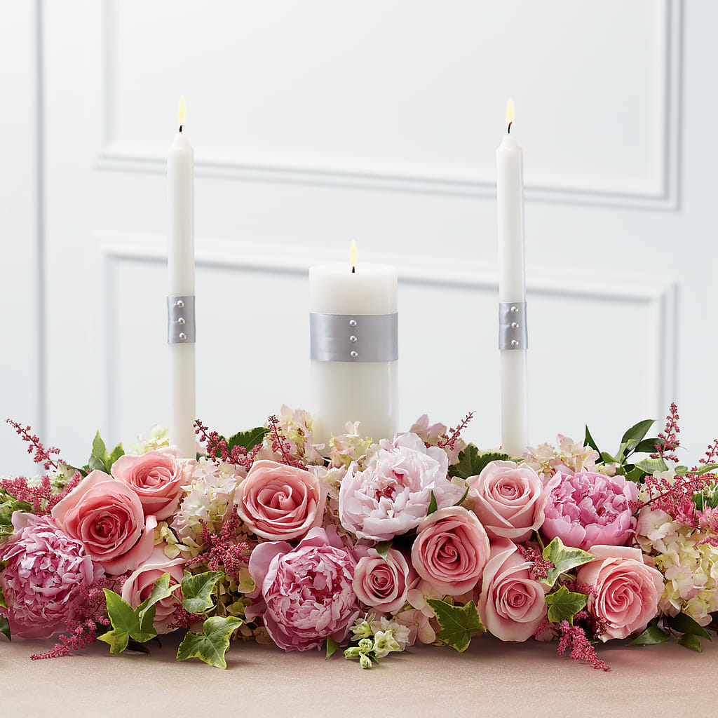 Worldwide Romance Unity Candle Arrangement – Floral Elegance By Jourdain, Inc., Columbia SC