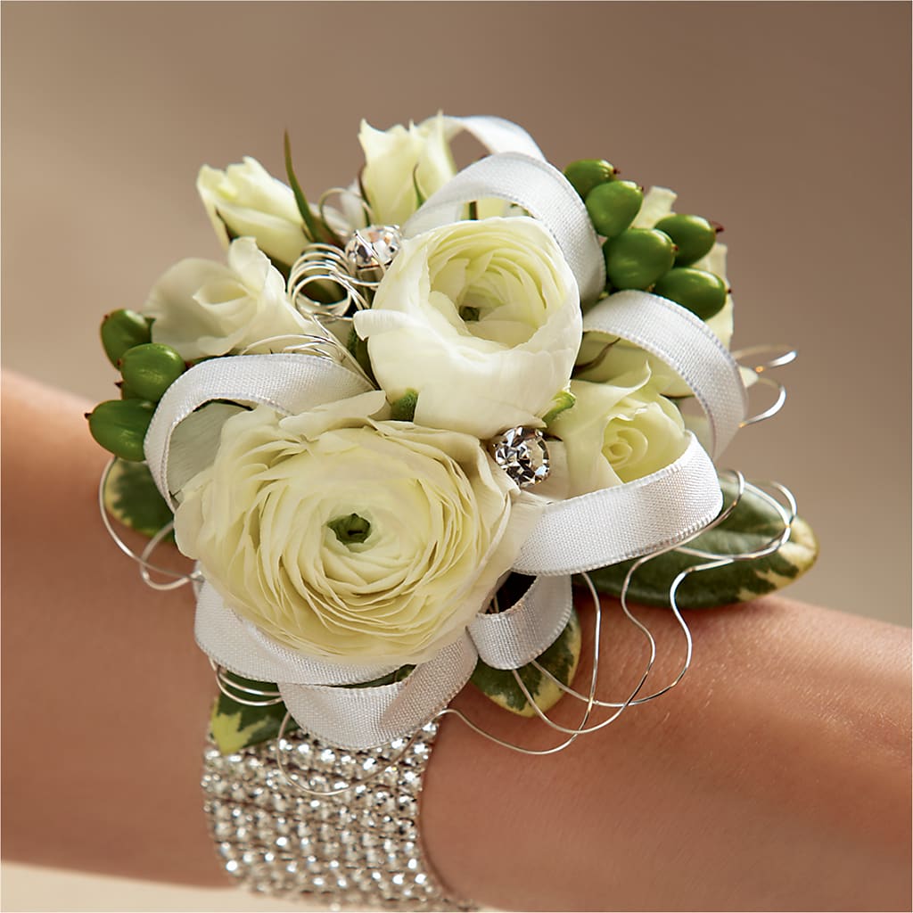 White Wedding Corsage – Floral Elegance By Jourdain, Inc., Columbia SC